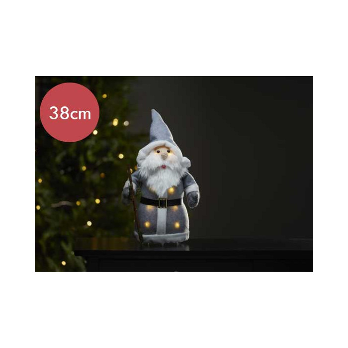 Grote verlichte kerstman grijs - 38cm