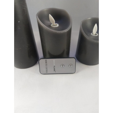 LED kaars set van 3 - 7.5cm Donker Grijs