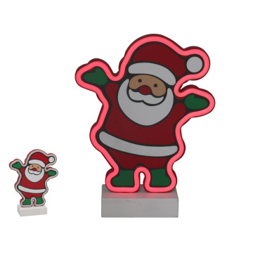 Vrolijk groetende kerstman op voet met 73 LEDS - 27,5 cm hoog