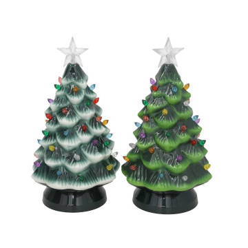 Set van twee kerstbomen met multicolor leds - 24 cm hoog