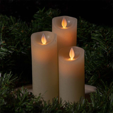 LED Wax kaarsen set ivoor rustiek met vlam effect en afstandsbediening - voor binnen - ES - Ø 5cm
