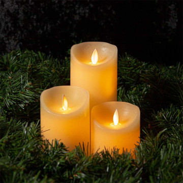 LED Wax kaarsen set ivoor met vlam effect en afstandsbediening - voor binnen - S - Ø 7,5cm