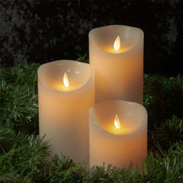 LED Wax kaarsen set wit met vlam effect en afstandsbediening - voor binnen - B - Ø 9cm