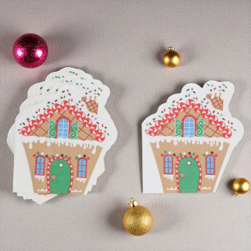 Kerst servetten peperkoekhuisje - 12 stuks - 33x33 cm