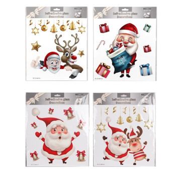 Raamsticker kerstman en rendier 30,5x30,5 cm