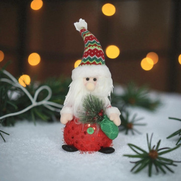 Pluche kerstman met kerstmuts en verlichting - 41 cm