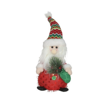 Pluche kerstman met kerstmuts en verlichting - 41 cm