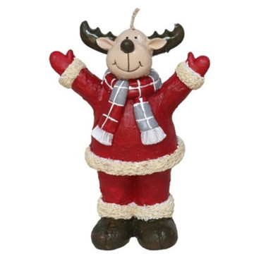 Kerst Rendier kaars van wax - 14 cm 