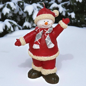Kerst Sneeuwpop kaars van wax - 14 cm 