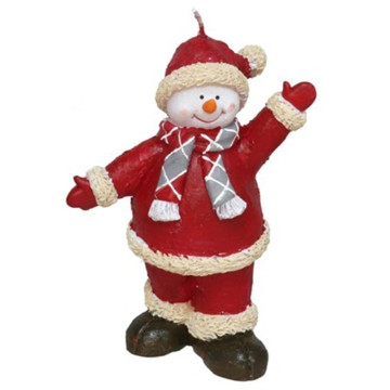 Kerst Sneeuwpop kaars van wax - 14 cm 