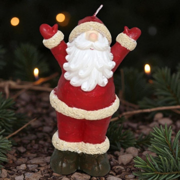 Kerstman kaars van wax - 14 cm 