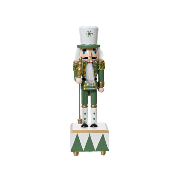 Traditionele Notenkraker in groen met staf – 30 cm