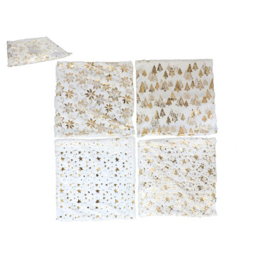 Set van 4 Kerst kussenhoezen Wit met Goud - 43 x 43 cm