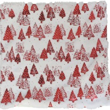 Kerst kussenhoes voor sierkussen met rode kerstbomen  - 43 x 43 cm