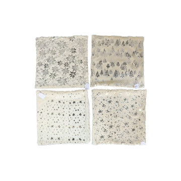 Set van 4 kerst kussenhoezen voor sierkussens Zilver 43 x 43 cm