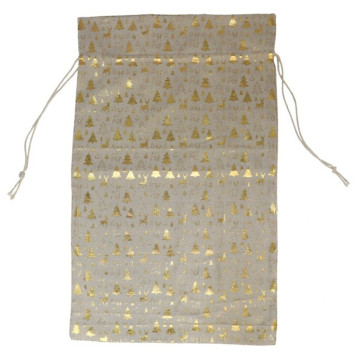Kerst cadeauzak - Goud - 46 x 74 cm