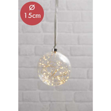 Kerstbal met 40 LED lampjes - 15cm - helder