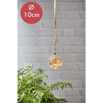 Kerstbal met twijgen - 15 LED lampjes - 10cm - helder 