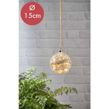 Kerstbal met twijgen - 30 LED lampjes - 15cm - helder 