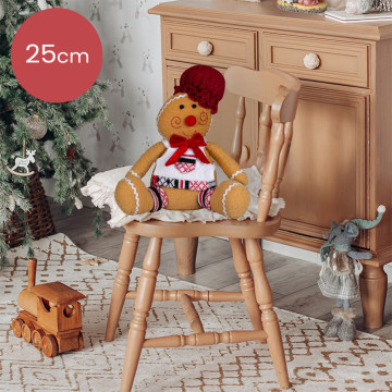 Schattige handgemaakt peperkoek-figuur met rode muts en strik - 25(30)cm