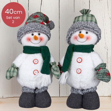 Sierlijke handgemaakt sneeuwpoppen duo groen/wit - 40(52)cm