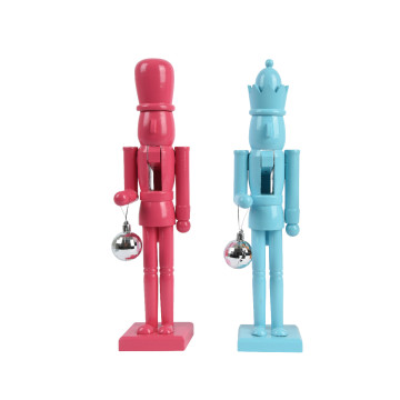 Set van 2 kleurrijke notenkrakers blauw en roze - 38 cm hoog