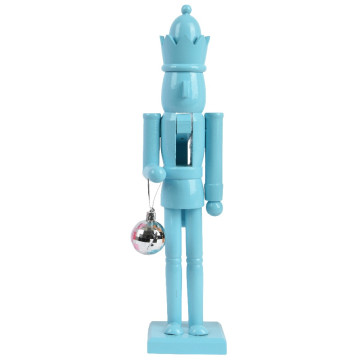 Blauwe Notenkraker met kerstbal - 38 cm hoog
