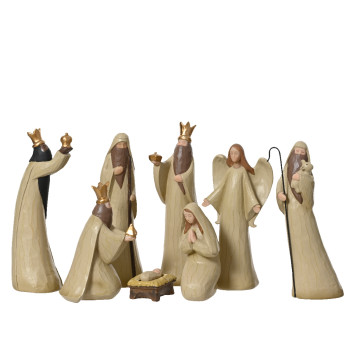 Kerstgroep beelden voor kerststal  - Beige - 20 cm