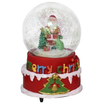 Schudbol met Kerstman met muziek 10 x 15 cm 