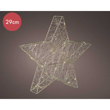 Stalen 3D kerstster op batterijen met 30 Micro LED lampjes - 29CM 