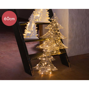 Stalen 3D kerstboom met 60 micro LED lampjes - 60CM 