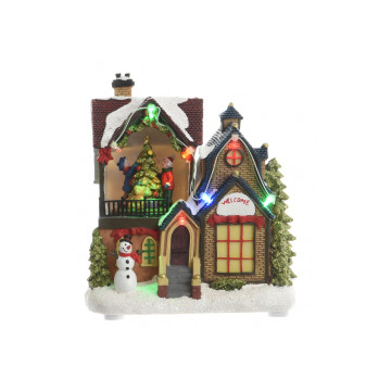 Handgeschilderd LED kersthuisje 'Welcome' - 18 cm hoog