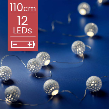 Dauwdruppel "Balletjes" wit - 110cm - 12 LED lampjes