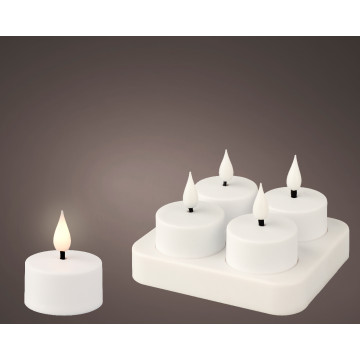 LED oplaadbare theelichten wit - set van 4