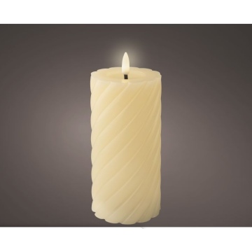 LED kaars wax Creme met vlam-effect voor binnen 7,5 x 17,5cm