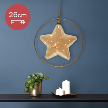 Kerstbal met jute touw en 40 LED lampjes - 20cm - Rook grijs 