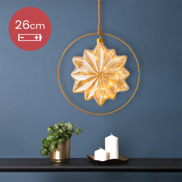 Kerstbal met jute touw en 40 LED lampjes - 20cm - Rook grijs 