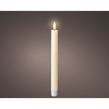 Set van 2 LED wax dinerkaarsen crème met timer - 24,5 cm