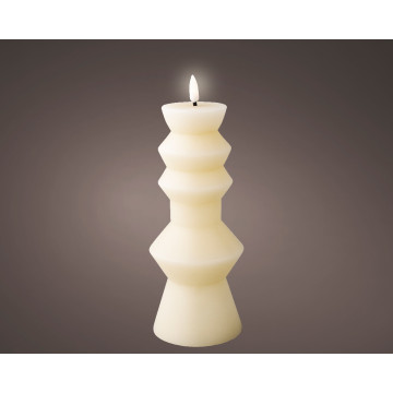 LED kaars crème met vlam effect ø8,5x23 cm