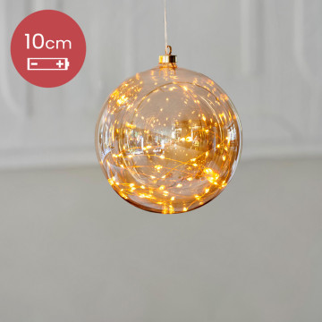 Kerstbal met 40 LED lampjes - 15cm - amber