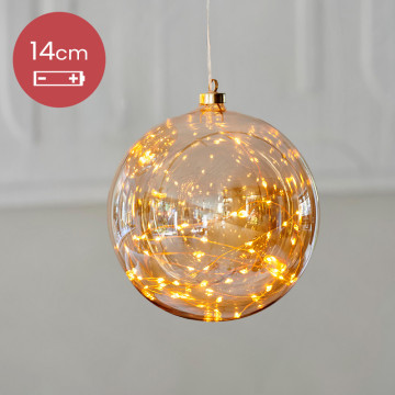 Kerstbal met 40 LED lampjes - 15cm - amber