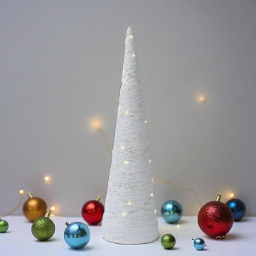 Kerstboom kegel met verlichting Wit - 58 cm