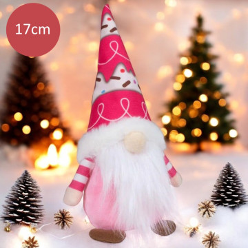 Handgemaakte Gnoom met Candy muts Roze - 17(27)cm