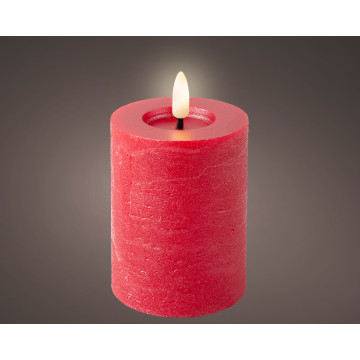LED wax kaars kerstrood met vlameffect - ø7x11,2 cm 