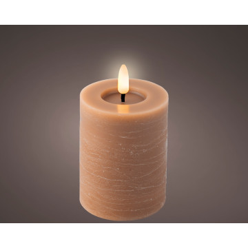 LED wax kaars met vlameffect bruin ø7x11,2 cm