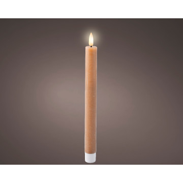 Set van 2 LED dinerkaarsen met vlameffect bruin ø2,2x24,5 cm