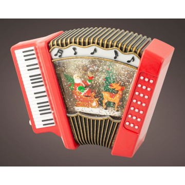 Kerst waterspinner accordeon met LED - 7x25,5x17,5 cm