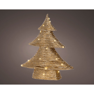 Decoratieve gouden kerstboom met 30 Micro LEDS - 40 cm hoog