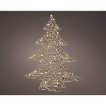 Micro LED kerstboom van metaal met 50 warm witte LEDS - 60 cm