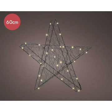 Metalen 3D kerstster zwart met 80 micro LED lampjes - 60CM 